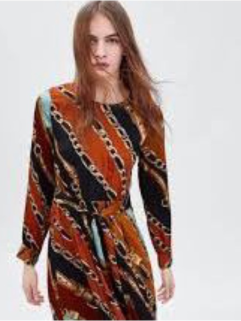 NWT Zara TRF Chain and Belt Print Patterned Dress